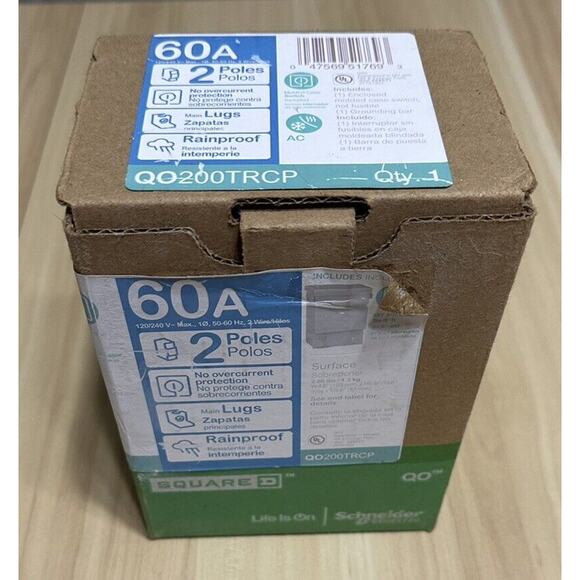 QO200TR SQUARE D 60AMP 240V Enclosed Case w/ QO200 Circuit Breaker (New-In-Box) - Picture 3 of 6